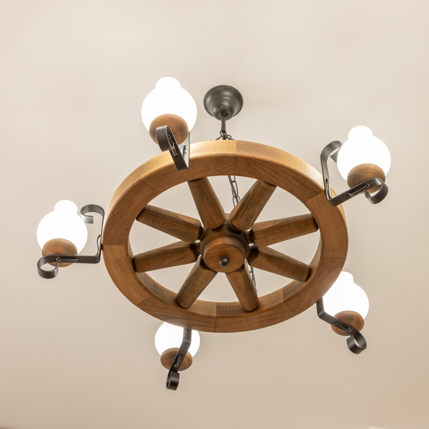 Brilagi - Lustre suspenso por corrente ROATA 5xE14/40W/230V diâmetro 70 cm faia