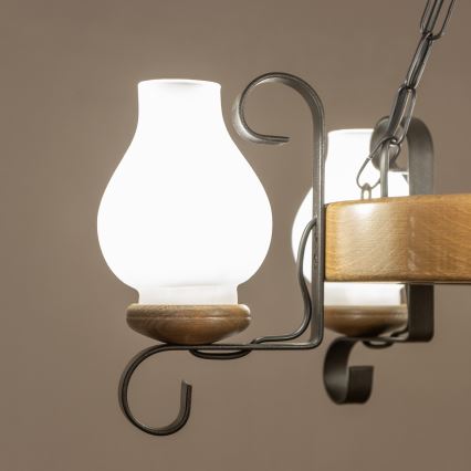 Brilagi - Lustre suspenso por corrente ROATA 5xE14/40W/230V, Ø 50 cm, faia/nogueira