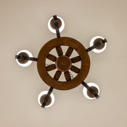 Brilagi - Lustre suspenso por corrente ROATA 5xE14/40W/230V, Ø 50 cm, faia/nogueira