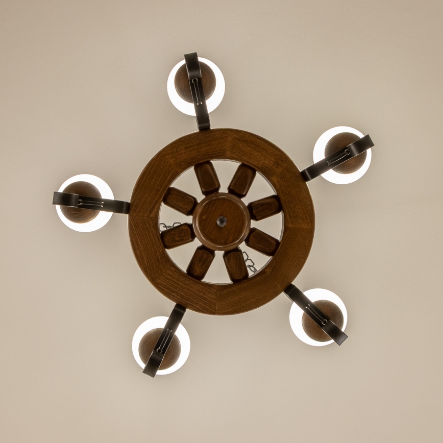 Brilagi - Lustre suspenso por corrente ROATA 5xE14/40W/230V, Ø 50 cm, faia/nogueira