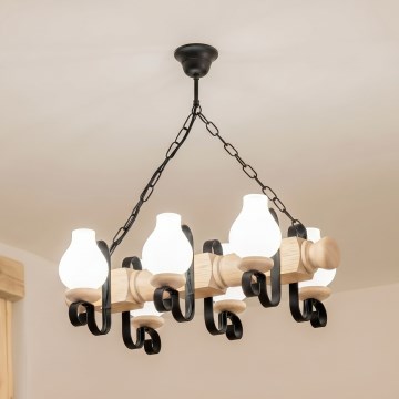 Brilagi - Lustre suspenso por corrente RUSTIC 6xE14/40W/230V carvalho