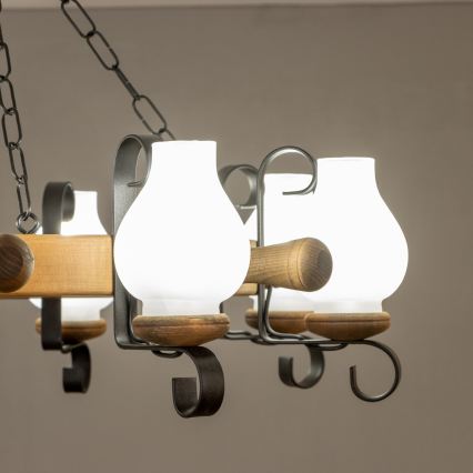 Brilagi - Lustre suspenso por corrente TIMONA 8xE14/40W/230V Ø 70 cm faia
