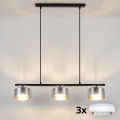 Brilagi - Lustre suspenso regulável em cabo LED RGB+CCT AURA LUX 3xGX53/14W/230V 2700-6500K Wi-Fi Tuya preto/fumê