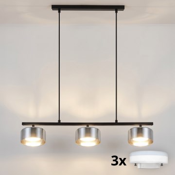 Brilagi - Lustre suspenso regulável em cabo LED RGB+CCT AURA LUX 3xGX53/14W/230V 2700-6500K Wi-Fi Tuya preto/fumê