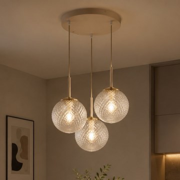 Brilagi - Lustre suspenso STELLA 3xE27/60W/230V bege/dourado