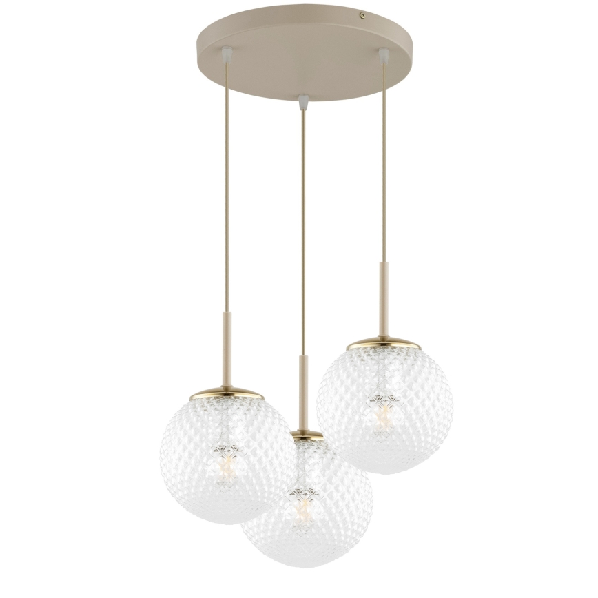 Brilagi - Lustre suspenso STELLA 3xE27/60W/230V bege/dourado