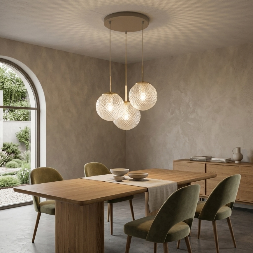Brilagi - Lustre suspenso STELLA 3xE27/60W/230V bege/dourado