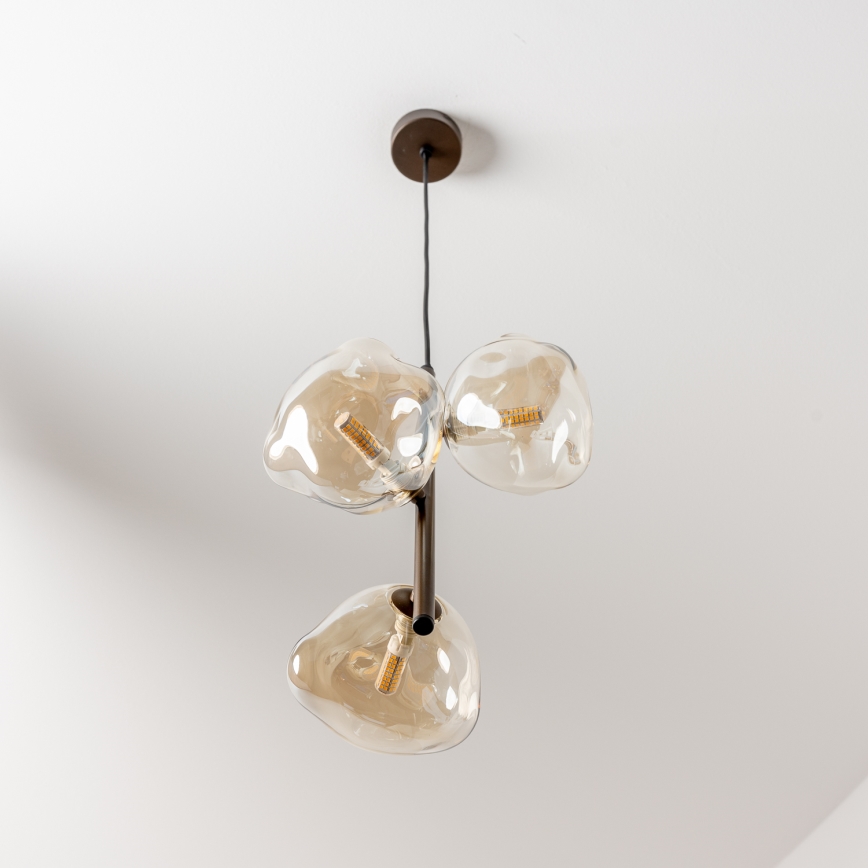 BRILAGI - Lustre suspenso VULCANO em cabo 3xG9/8W/230V bronze/bege fumê