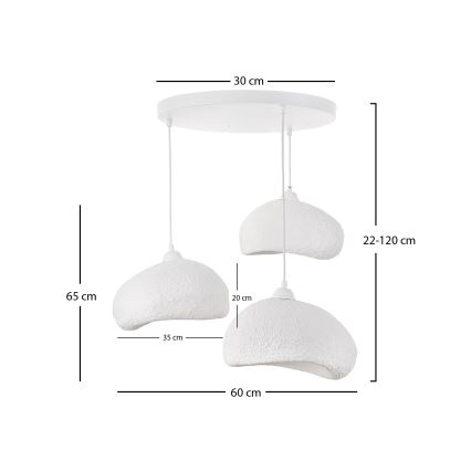Brilagi - Lustre suspenso WABI SABI 3xE27/40W/230V Ø 60 cm branco