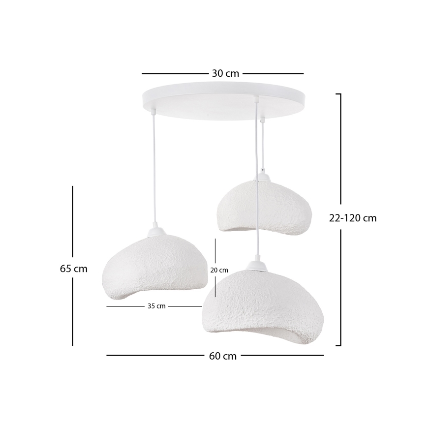 Brilagi - Lustre suspenso WABI SABI 3xE27/40W/230V Ø 60 cm branco