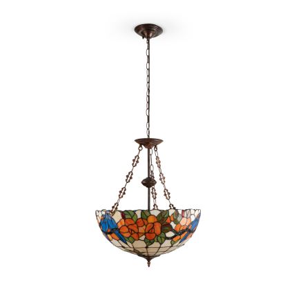 Brilagi - Lustre Tiffany de vitral com corrente JUNGLE 3xE27/60W/230V Ø 50 cm