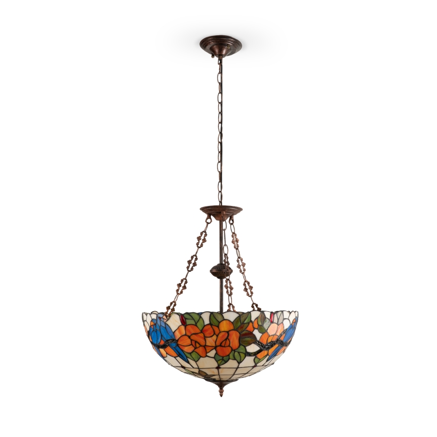 Brilagi - Lustre Tiffany de vitral com corrente JUNGLE 3xE27/60W/230V Ø 50 cm