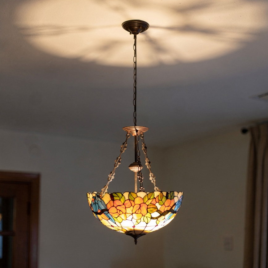Brilagi - Lustre Tiffany de vitral com corrente JUNGLE 3xE27/60W/230V Ø 50 cm