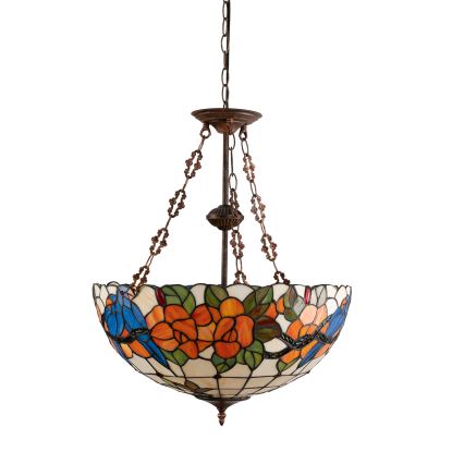 Brilagi - Lustre Tiffany de vitral com corrente JUNGLE 3xE27/60W/230V Ø 50 cm