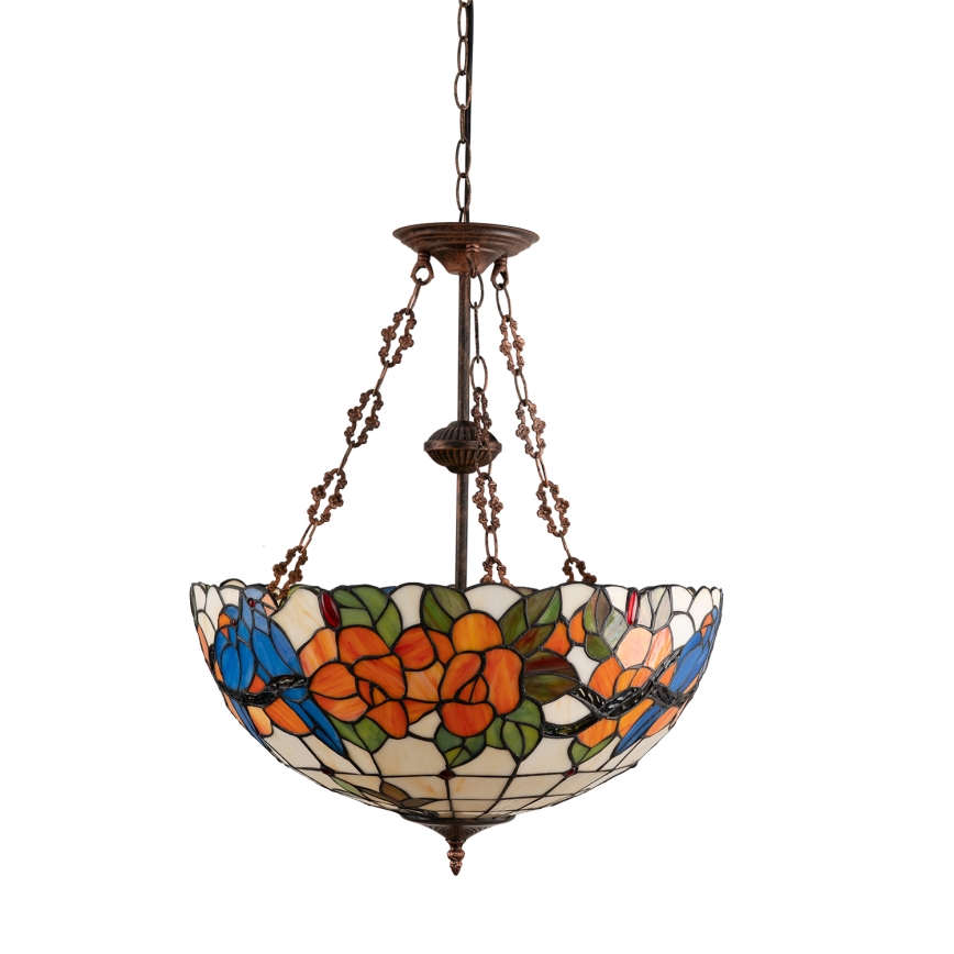 Brilagi - Lustre Tiffany de vitral com corrente JUNGLE 3xE27/60W/230V Ø 50 cm
