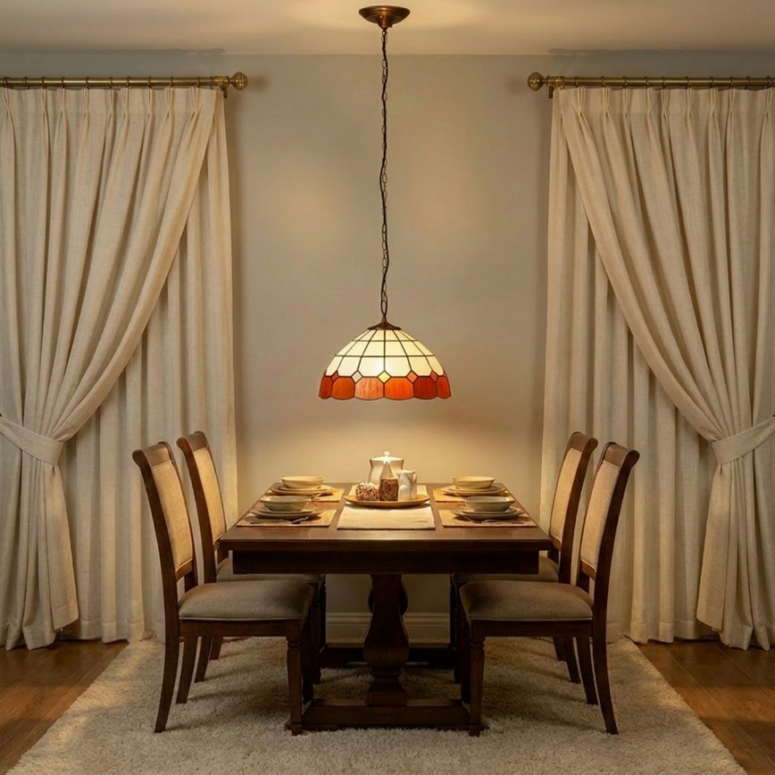 Brilagi - Lustre Tiffany de vitral com corrente SIENNA 1xE27/60W/230V, diâmetro 40 cm