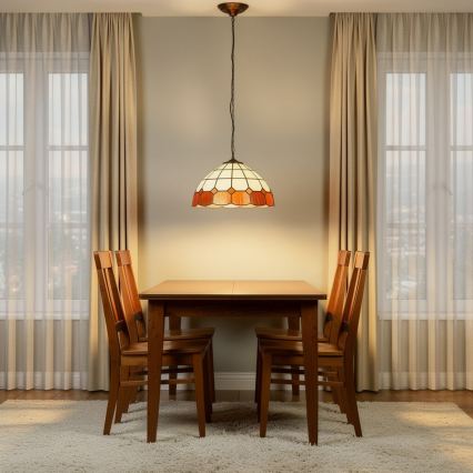 Brilagi - Lustre Tiffany de vitral com corrente SIENNA 1xE27/60W/230V, diâmetro 40 cm