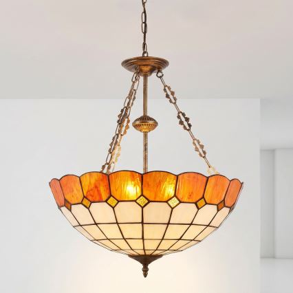 Brilagi - lustre Tiffany de vitral com corrente SIENNA 3xE27/60W/230V Ø 50 cm