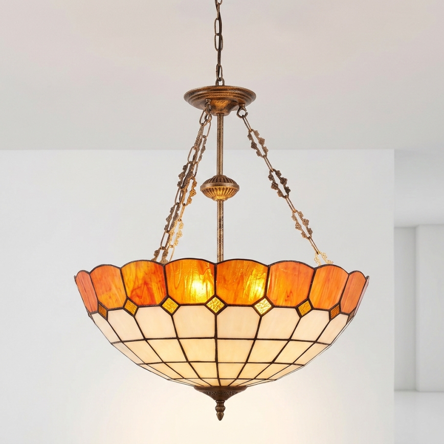 Brilagi - lustre Tiffany de vitral com corrente SIENNA 3xE27/60W/230V Ø 50 cm