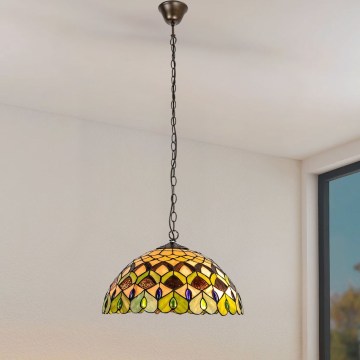 Brilagi - Lustre Tiffany de vitral suspenso por corrente MARGARET 2xE27/60W/230V