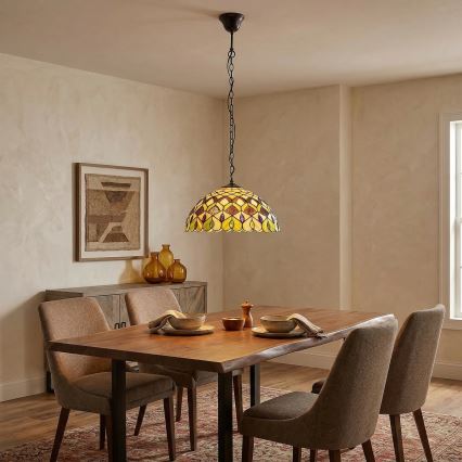 Brilagi - Lustre Tiffany de vitral suspenso por corrente MARGARET 2xE27/60W/230V