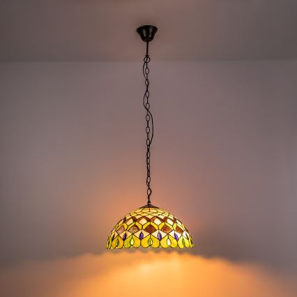 Brilagi - Lustre Tiffany de vitral suspenso por corrente MARGARET 2xE27/60W/230V