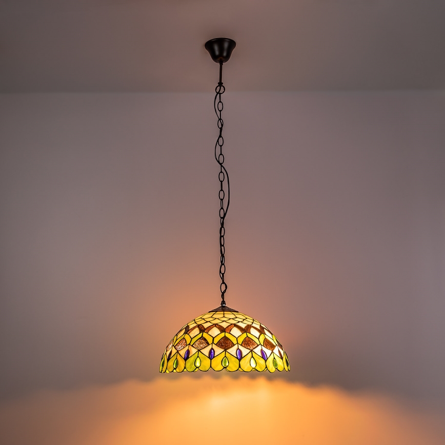 Brilagi - Lustre Tiffany de vitral suspenso por corrente MARGARET 2xE27/60W/230V