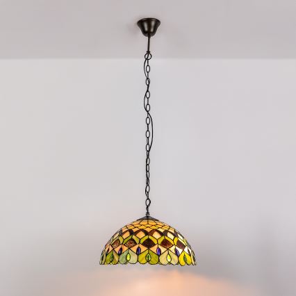 Brilagi - Lustre Tiffany de vitral suspenso por corrente MARGARET 2xE27/60W/230V