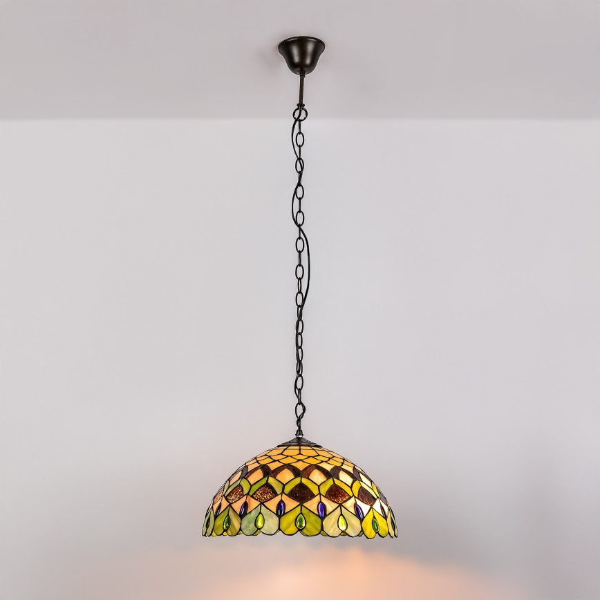 Brilagi - Lustre Tiffany de vitral suspenso por corrente MARGARET 2xE27/60W/230V