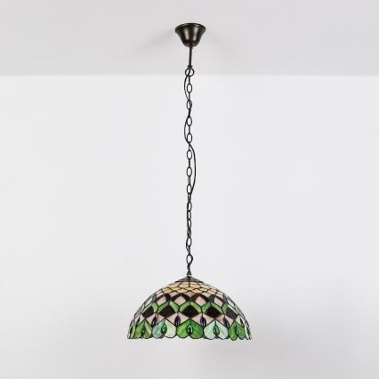 Brilagi - Lustre Tiffany de vitral suspenso por corrente MARGARET 2xE27/60W/230V