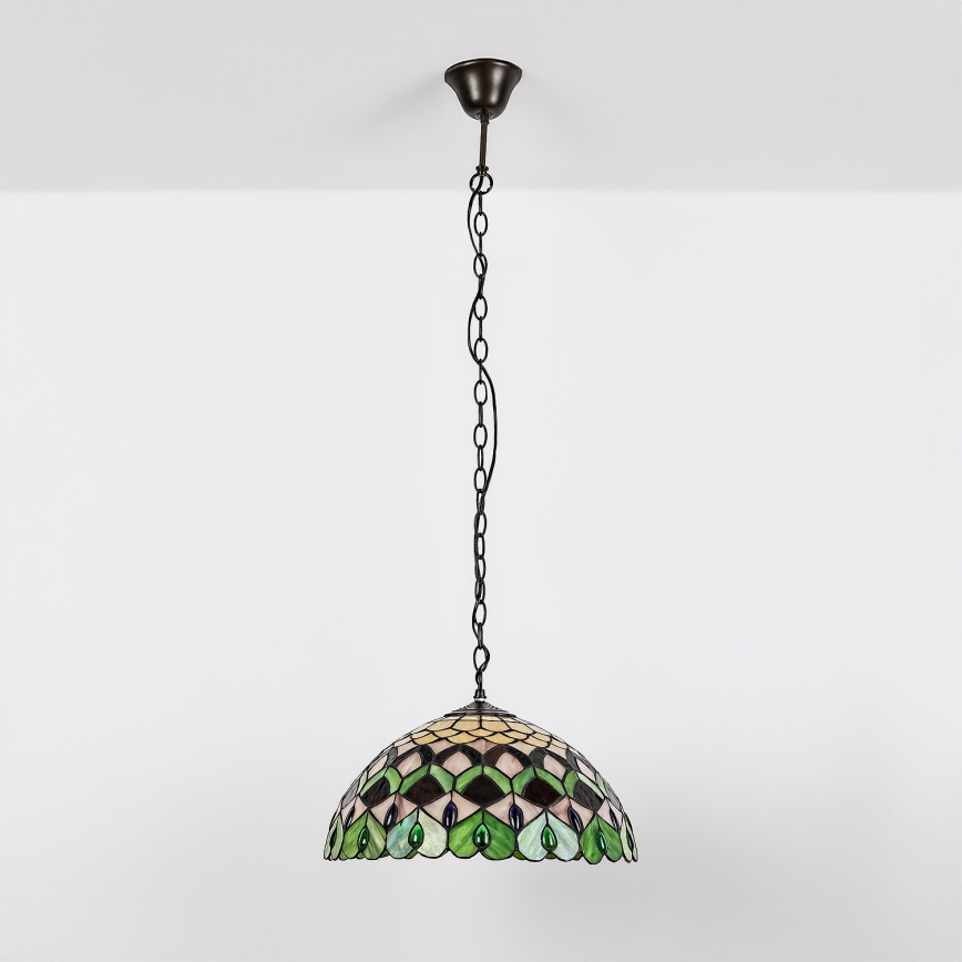 Brilagi - Lustre Tiffany de vitral suspenso por corrente MARGARET 2xE27/60W/230V