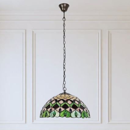 Brilagi - Lustre Tiffany de vitral suspenso por corrente MARGARET 2xE27/60W/230V