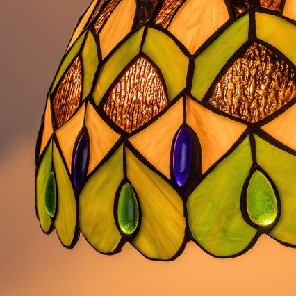 Brilagi - Lustre Tiffany de vitral suspenso por corrente MARGARET 2xE27/60W/230V