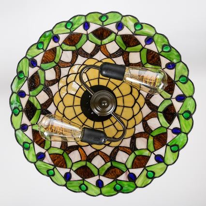 Brilagi - Lustre Tiffany de vitral suspenso por corrente MARGARET 2xE27/60W/230V