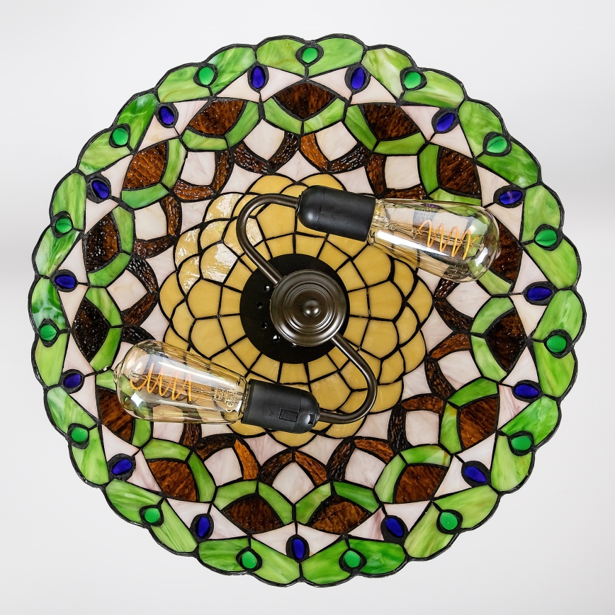 Brilagi - Lustre Tiffany de vitral suspenso por corrente MARGARET 2xE27/60W/230V