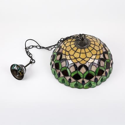 Brilagi - Lustre Tiffany de vitral suspenso por corrente MARGARET 2xE27/60W/230V