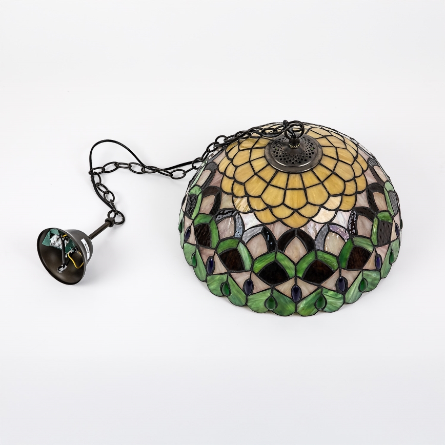 Brilagi - Lustre Tiffany de vitral suspenso por corrente MARGARET 2xE27/60W/230V