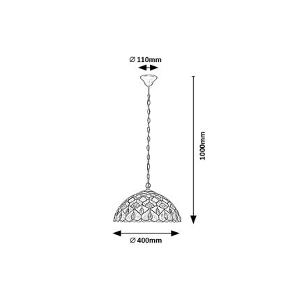 Brilagi - Lustre Tiffany de vitral suspenso por corrente MARGARET 2xE27/60W/230V