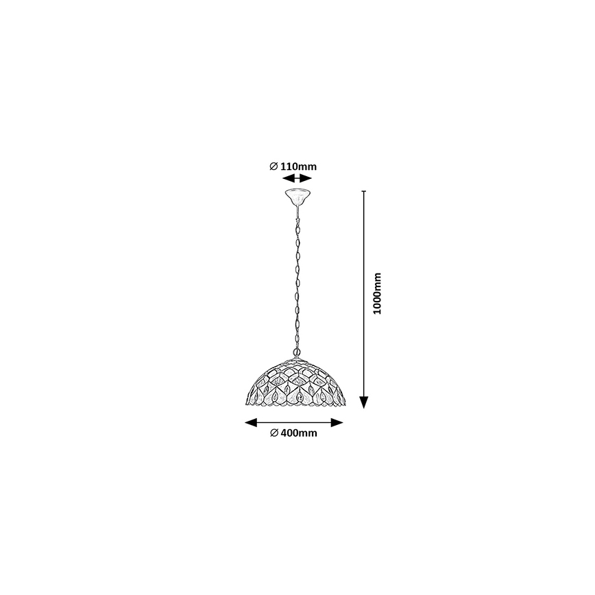 Brilagi - Lustre Tiffany de vitral suspenso por corrente MARGARET 2xE27/60W/230V
