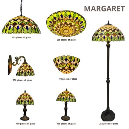 Brilagi - Lustre Tiffany de vitral suspenso por corrente MARGARET 2xE27/60W/230V