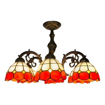 Brilagi - Lustre Tiffany em vitral aplicado ao tecto SIENNA 6xE27/60W/230V pr. 60 cm