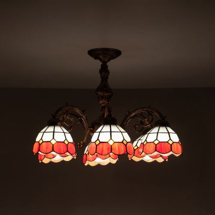 Brilagi - Lustre Tiffany em vitral aplicado ao tecto SIENNA 6xE27/60W/230V pr. 60 cm