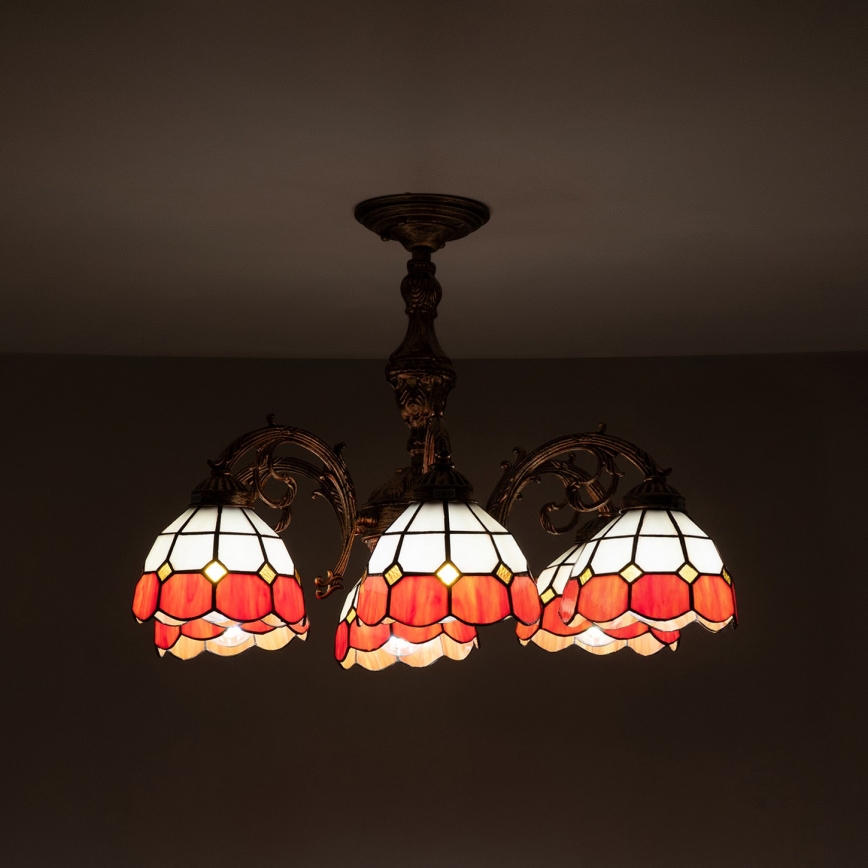 Brilagi - Lustre Tiffany em vitral aplicado ao tecto SIENNA 6xE27/60W/230V pr. 60 cm