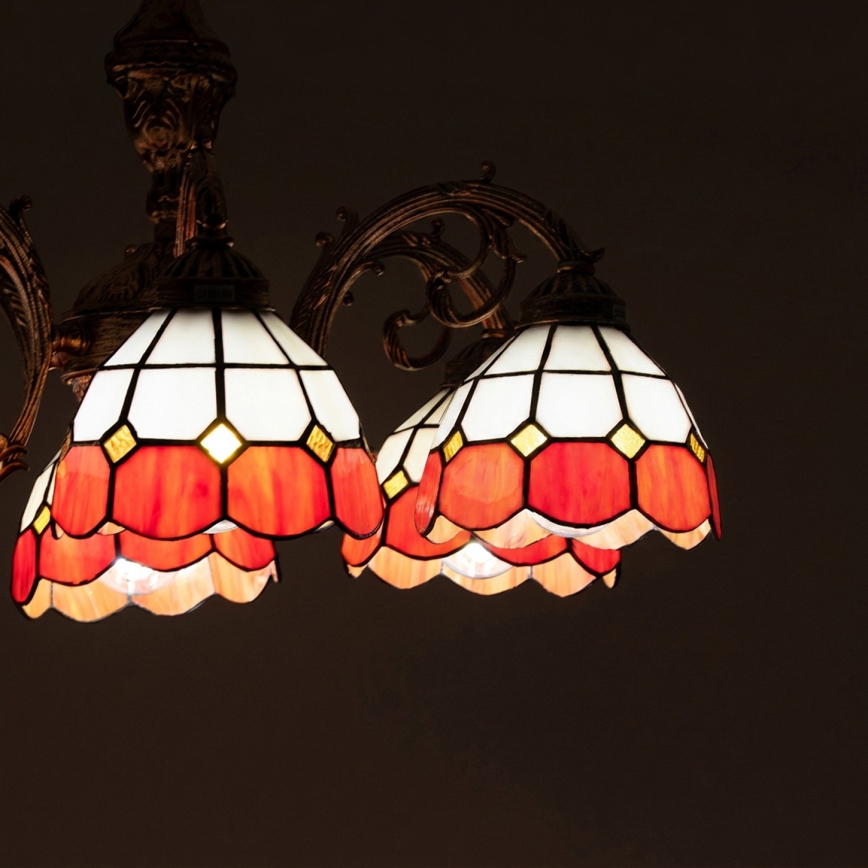 Brilagi - Lustre Tiffany em vitral aplicado ao tecto SIENNA 6xE27/60W/230V pr. 60 cm