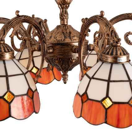 Brilagi - Lustre Tiffany em vitral aplicado ao tecto SIENNA 6xE27/60W/230V pr. 60 cm