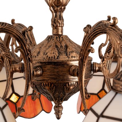 Brilagi - Lustre Tiffany em vitral aplicado ao tecto SIENNA 6xE27/60W/230V pr. 60 cm
