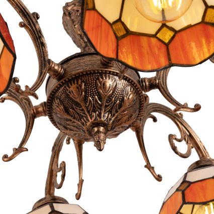 Brilagi - Lustre Tiffany em vitral aplicado ao tecto SIENNA 6xE27/60W/230V pr. 60 cm