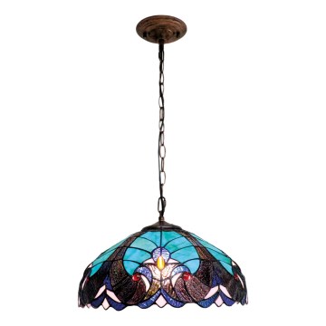 BRILAGI - Lustre Tiffany em vitral com corrente CORAL 1xE27/60W/230V diâmetro 40 cm