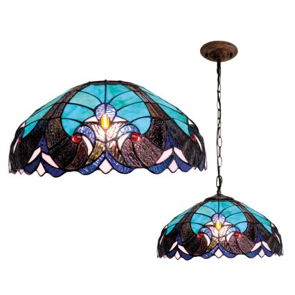 BRILAGI - Lustre Tiffany em vitral com corrente CORAL 1xE27/60W/230V diâmetro 40 cm