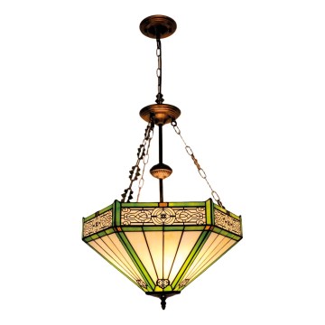 BRILAGI - Lustre Tiffany em vitral com corrente EMERALD 3xE27/60W/230V diâmetro 50 cm
